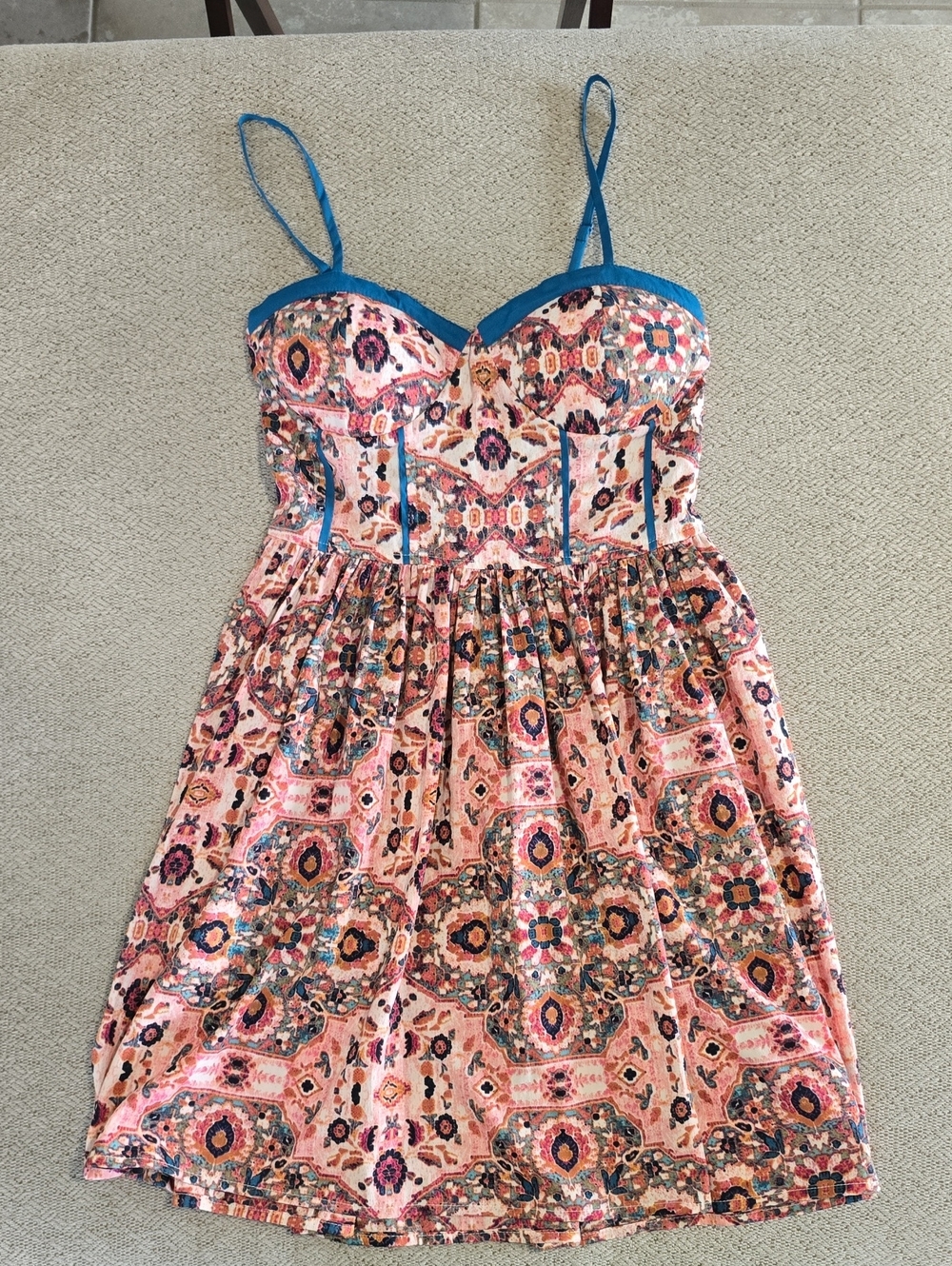 Band Of Gypsies Aztec Floral Print Dress - Size Small